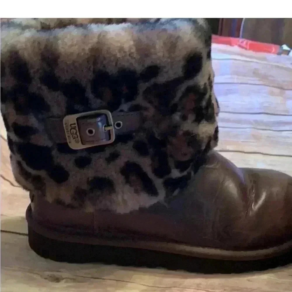UGG Australia boot Ellee animal stout brown leather girls original